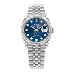 Rolex Datejust 36 126284RBR Blue Diamond Dial Gold Diamond Bezel Mens Watch