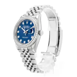 Rolex Datejust 36 126284RBR Blue Diamond Dial Gold Diamond Bezel Mens Watch
