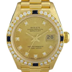 ROLEX DATEJUST 4P SAPPHIRE 69088G YG DIAMOND SAPPHIRE AUTOMATIC LADIES #BS029