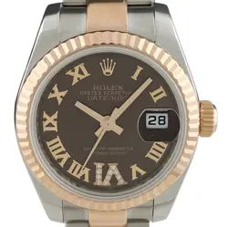 ROLEX DATEJUST VI DIAMOND CHOCOLATE 179171 EVEROSE GOLD AUTOMATIC LADIES #BS045