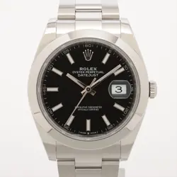 ROLEX DATEJUST 126300 SS SS AT BLACK DIAL 1 EXTRA LINK