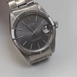 VINTAGE ROLEX DATE 34 MM GREY DIAL STEEL OYSTER AUTOMATIC WATCH 1501 CIRCA 1968