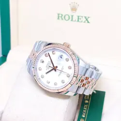 ROLEX 36MM 18K HALF ROSE GOLD WHITE DIAMONDS DATEJUST  116231 (2007)