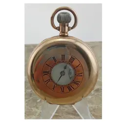 ART DECO 14K GOLD-F  ROLEX 17 JEWEL RAILROAD HALF-HUNTER POCKET WATCH 1925