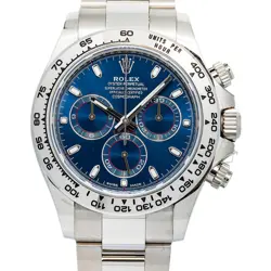 ROLEX DAYTONA 116509 2021 COMPLETE AUTO 18K WHITE GOLD BLUE DIAL MEN WATCH 40MM
