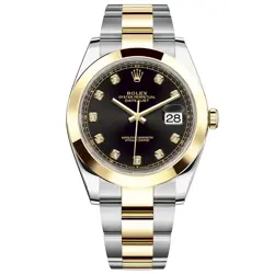 ROLEX DATEJUST 41 STEEL & GOLD 126303 BRIGHT BLACK DIAMOND, OYSTER BRACELET -...