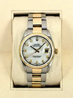 1972 ROLEX DATEJUST 36MM 1601 TWO-TONE OYSTER MOTHER OF PEARL DIAMOND DIAL