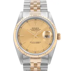 ROLEX DATEJUST 36 16233 CHAMPAGNE STEEL GOLD JUBILEE MENS WATCH