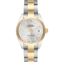 ROLEX DATEJUST STEEL YELLOW GOLD SILVER DIAL LADIES WATCH 279163 BOX CARD