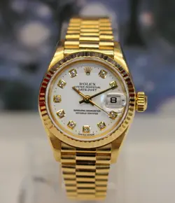 LADIES 18K ROLEX DATEJUST PRESIDENT AUTOMATIC WATCH 79178 DIAMOND DIAL BOX TAGS