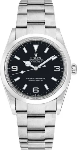 ROLEX EXPLORER SELF-WINDING AUTOMATIC BLACK BATON DIAL OYSTER BAND UNISEX WATCH