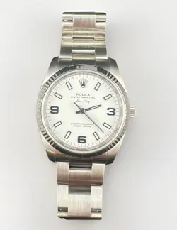 ROLEX AIR-KING 114234 34MM 18K WHITE GOLD BEZEL AUTOMATIC WATCH