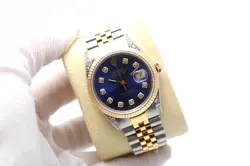 ROLEX DATEJUST 36MM 16013 BLUE DIAMOND DIAL FLUTED BEZEL JUBILEE MEN'S WATCH