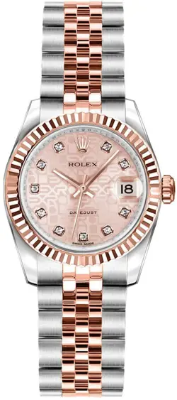 Rolex Lady-Datejust 26mm Two-Tone Rose Gold & Steel Pink Dial Ladies Dress Watch