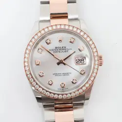 2020'S MINT ROLEX 126281 DATEJUST 36MM STEEL 18K ROSE GOLD MOP DIAMONDS WATCH
