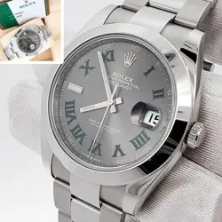 ROLEX DATEJUST 41 126300 WIMBLEDON GREY SLATE ROMAN STEEL OYSTER BOX PAPERS