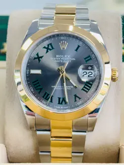 ROLEX DATEJUST 41 WIMBLEDON 126303 TWOTONE STEEL AND 18K YELLOW GOLD BOX & PAPER