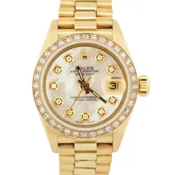 LADIES ROLEX DATEJUST PRESIDENT 26MM MOTHER OF PEARL DIAMOND 18K GOLD 6917