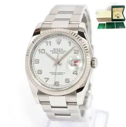 ROLEX DATEJUST 116234 36MM WHITE ARABIC DIAL FLUTED OYSTER BOX BOOKLETS