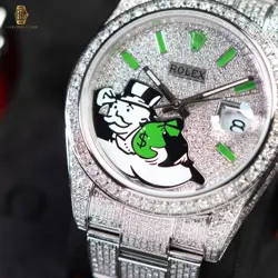 ROLEX DATEJUST 126300 CUSTOM DIAMOND MONOPOLY DIAL