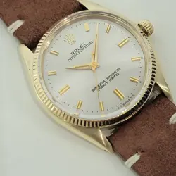 MENS ROLEX OYSTER PERPETUAL REF 6467 9K SOLID GOLD 34MM 1950S AUTOMATIC RA482