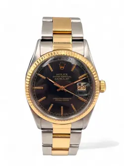 ROLEX DATEJUST GOLD AND STEEL BLACK DIAL REF. 16013