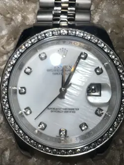 ROLEX DATEJUST 36MM STAINLESS STEEL MOP DIAL DIAMOND BEZEL