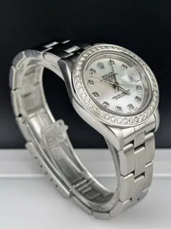 ROLEX 26MM DATEJUST OYSTER LADIES STEEL WHITE MOP DIAL 1.5CT DIAMONDS REF: 69174