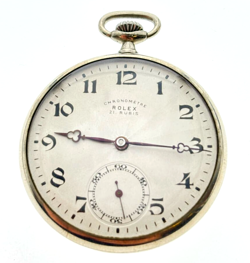 ROLEX ANTIQUE POCKET WATCH CHRONOMET 21 RUBIS MANUAL 42MM WORKING ITEM