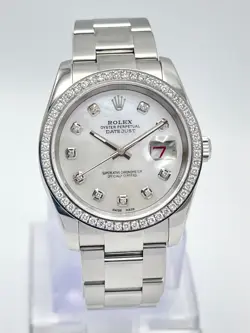 ROLEX DATEJUST 116234 36MM PEARL MOP DIAMOND DIAL & DIAMOND BEZEL OYSTER BOX