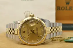 ROLEX DATEJUST 31MM 68273 CHAMPAGNE DIAMOND DIAL 1990 BOX & PAPERS