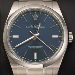 ROLEX OYSTER PERPETUAL 114300 WATCH 39MM STAINLESS STEEL BRACELET BLUE DIAL
