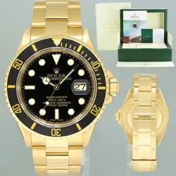 2025 RSC PAPERS ROLEX 16618 SUBMARINER YELLOW GOLD BLACK 40MM WATCH BOX