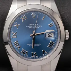 ROLEX DATEJUST 126300 SMOOTH BEZEL WATCH 41MM OYSTER BRACELET BLUE ROMAN DIAL