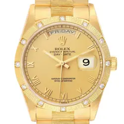ROLEX PRESIDENT DAY-DATE YELLOW GOLD DIAMOND MENS WATCH 18308 PAPERS