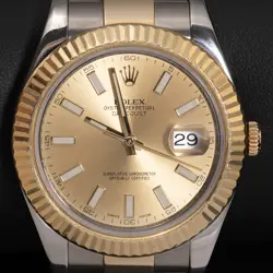 ROLEX DATEJUST 116333 FLUTED BEZEL WATCH 41MM TWO-TONE OYSTER CHAMPAGNE DIAL