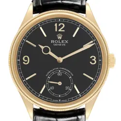 ROLEX 1908 YELLOW GOLD BLACK DIAL MENS WATCH 52508
