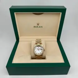 ROLEX DAY-DATE 18038  36MM 18K YELLOW GOLD CUSTOM MOP DIAL AUTOMATIC MENS WATCH