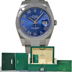 ROLEX 126300 DATEJUST 41MM STEEL OYSTER BLUE ROMAN *WARRANTYCARD 2025* #RL489.25