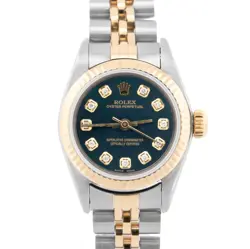 ROLEX OYSTER PERPETUAL 24MM BLUE DIAMOND TWO-TONE 18K GOLD JUBILEE WATCH 67193