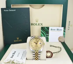 ROLEX 36MM 18KT GOLD & SS DATEJUST CHAMPAGNE JUBILEE DIAMOND 116233 SANT BLANC