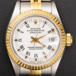 ROLEX DATEJUST 69173 FLUTED BEZEL WATCH 26MM TWO-TONE JUBILEE WHITE ROMAN DIAL