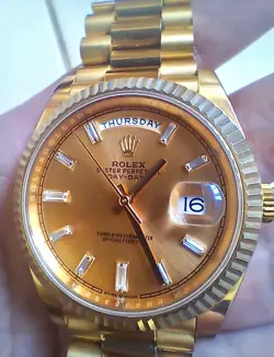 ROLEX 18038 DAY DATEPRESIDENT 18K YELLOW GOLD BIRCH WOOD DIAL SERVICEDRSC 2023