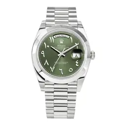 ROLEX DAY-DATE 40 WATCH 40MM GREEN ARABIC LANGUAGE DIAL PLATINUM