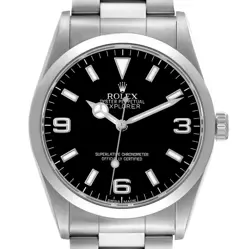 ROLEX EXPLORER I 39MM BLACK DIAL STEEL MENS WATCH 214270 BOX PAPERS