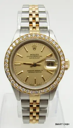 ROLEX DATEJUST  26MM 69173 DIAMOND DIAL 18K GOLD TWO TONE JUBILEE WOMEN'S  WATCH