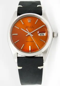 VINTAGE ROLEX OYSTERDATE PRECISION 6694 SUNBURST ORANGE DIAL MEN 34MM MEN WATCH