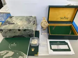 ROLEX OYSTER PERPETUAL DATEJUST ANTIQUE GOLD DIAL AUTOMATIC WINDING WRISTWATCH