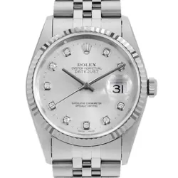 ROLEX DATEJUST 10P DIAMOND 16234G SILVER U NUMBER SECOND HAND MENS