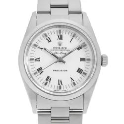 ROLEX AIR KING 14000 WHITE CENTER ROME W NUMBER SECOND HAND MENS